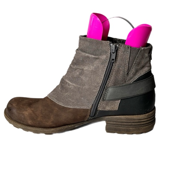 Earth Origins Paige Stone Bootie Size 10 Moto Buckle Block Heel - Picture 7 of 14